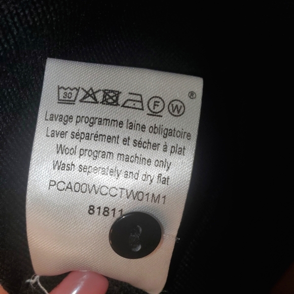 100% Wool Cardigan Sweater in Black With Ribbed Cuffs & Waist - Picture 7 of 7